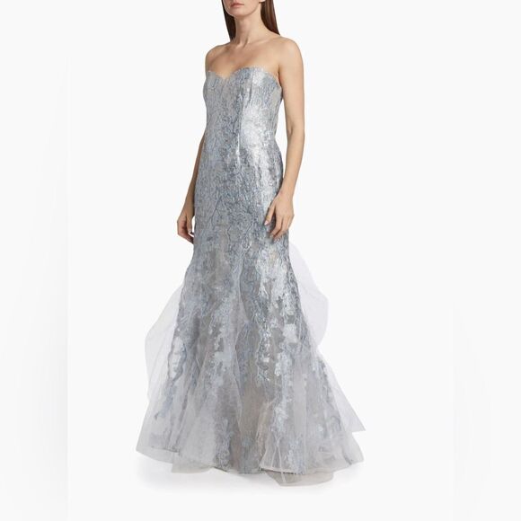 Rene Ruiz Collection Brocade Tulle Strapless Mermaid Gown size 4 - Picture 1 of 14
